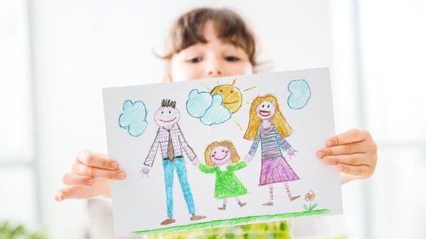 child, drawing, family, wellness
